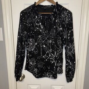 WHBM‎ White House Black Market Top Blouse Constellations Stars Women's Medium